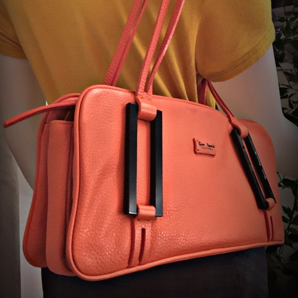 Vintage couture leather purse, rare orange - Picture 4 of 10